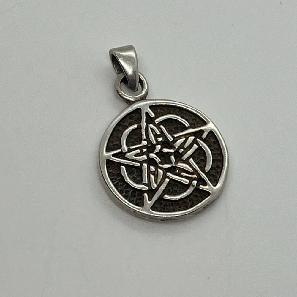Vtg 925 Sterling Silver Wiccan Pagan Pentacle Necklace Pendant